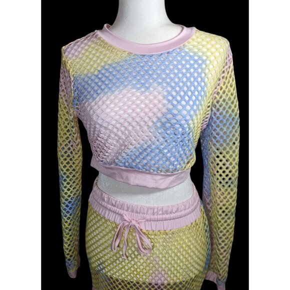 InGear Resort Mermaidcore Pastel Rainbow Two Piece Swim Cover Up - Picture 3 of 10